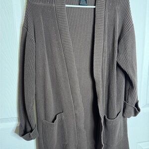 Cozy Brown Open-Front Sweater